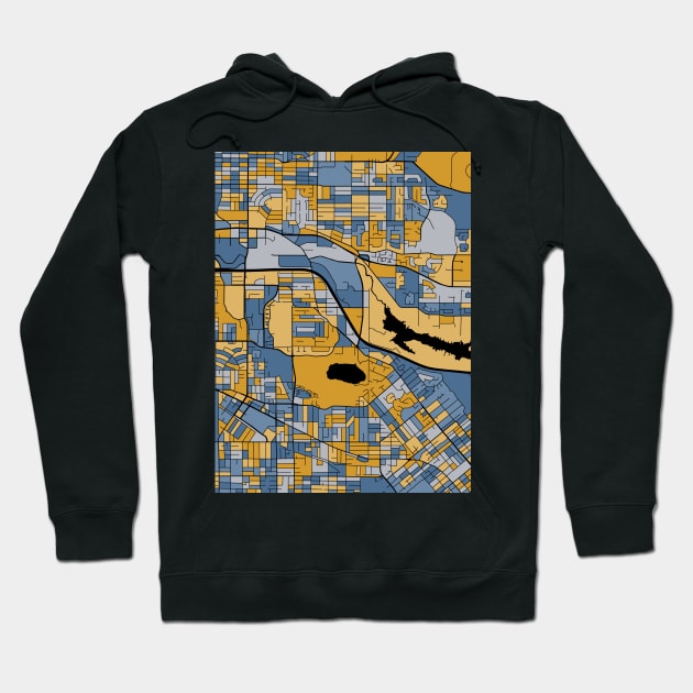 Burnaby Map Pattern in Blue & Gold Hoodie by PatternMaps